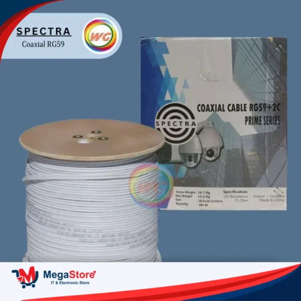 KABEL CCTV SPECTRA RG59+2C KABEL COAXIAL OPTIMUS PUTIH