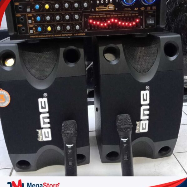 SOUND SYSTEM NO.01 SET BMB CS-252 V(ampli audiomack 1850,mic wirelles 889,bracket tembok 808,subwofeer biasa 12",kbl 10m)